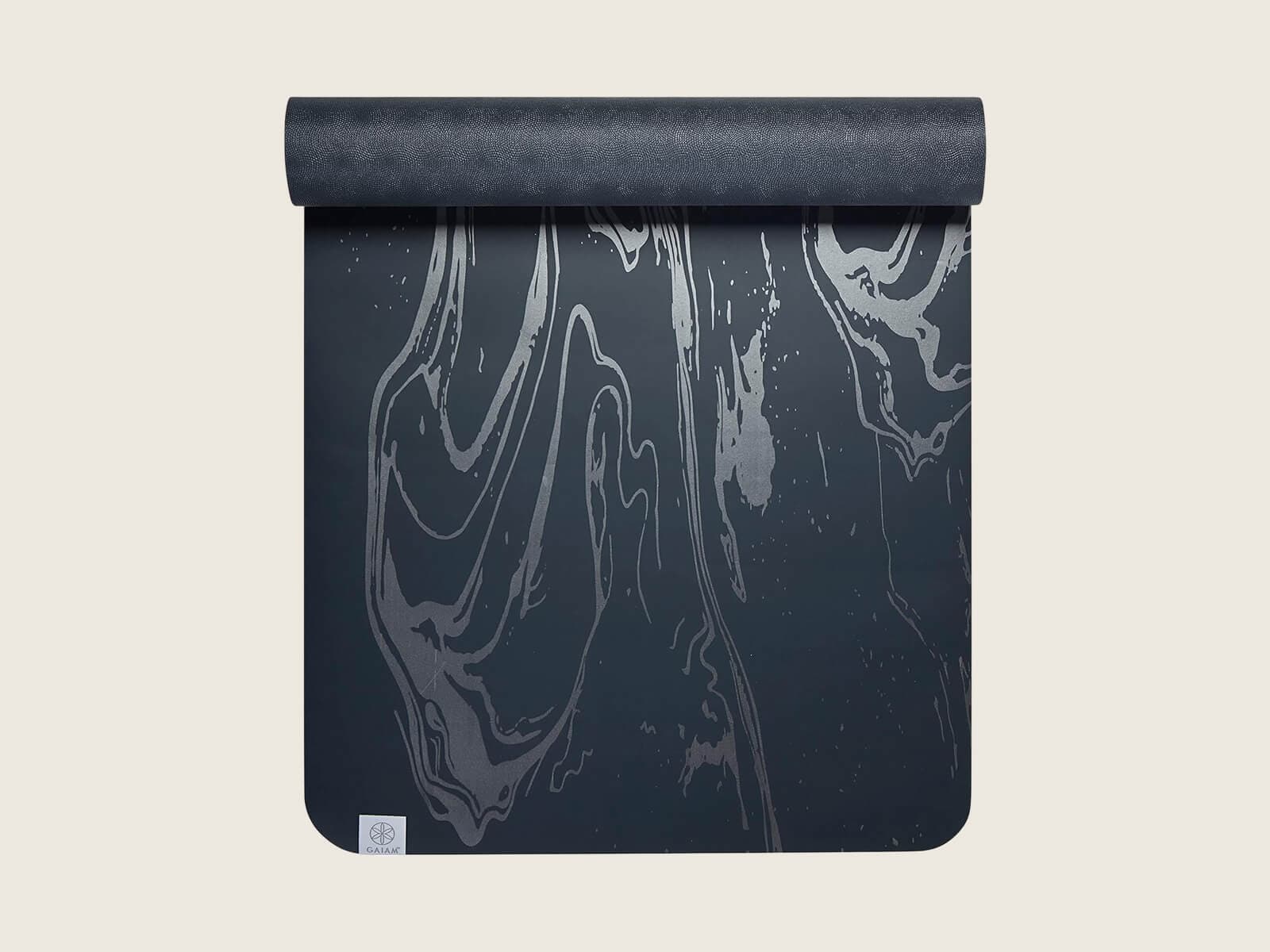 Gaiam Dry-Grip hot yoga mat close-up of textured coated surface